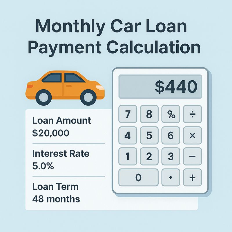 monthly car loan payment calculation example using a car loan calculator
